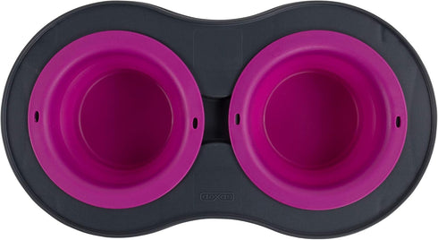 Dexas Pets Double Elevated Pet Feeder - Fuchsia, Large/2.5 Cup Capacity Bowls
