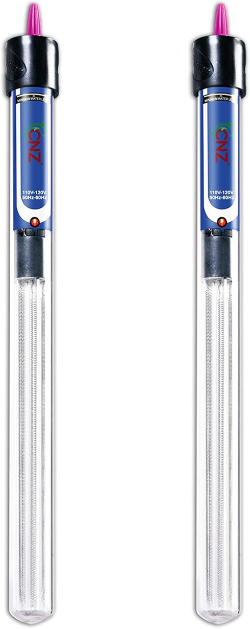CNZ Aquarium Quartz Glass Submersible Heaters (50-watt, 2-pack)