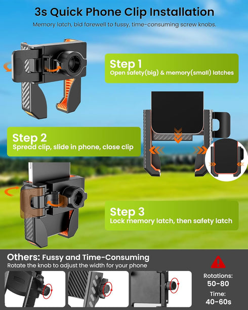 Smerkod 6 LBS, 3s Magnetic Golf Cart Phone Holder Mount- Holds Up to Phone Clip Install,Phone Caddy for iPhone Galaxy