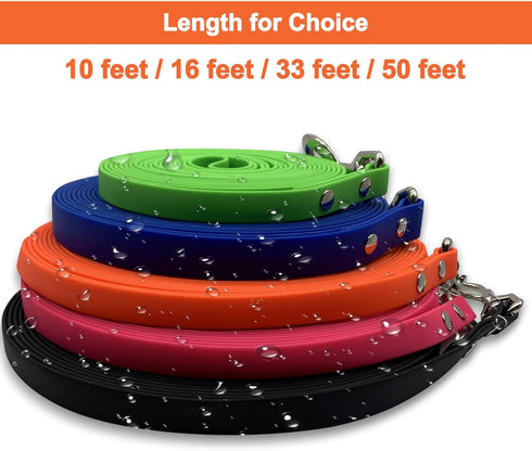 Dog Training Leash, Waterproof Long Leash for Recall Training, TPU Material, 50FT (Yellow)