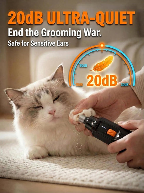 Naigrins 20dB 16000 Trimmer, 7-Speed, Quiet X Whisper-Quiet Dog Nail Grinder, No Vibration, RPM Constant Power Dog Nail