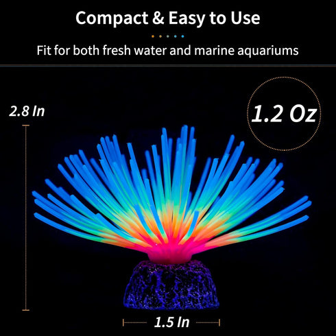 Uniclife Aquarium Imitative Rainbow and Iridescent Blue Sea Urchin Balls, Artificial Silicone Ornament Set