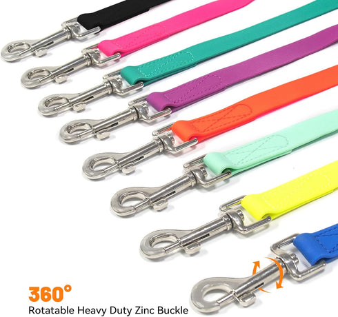 5/6 FT Waterproof Dog Leash, Durable Odor-Proof with Strong Metal Hooks for Small Medium Large Dogs (Blue, 6FT - 1 inch