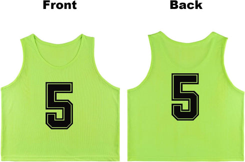 12 Pack Scrimmage Training Pinnies for Sports: Numbered Vests