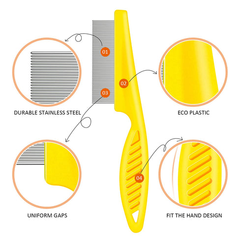6 Pieces Pet Lice Combs, Dog Grooming Flea Comb, Cat Tear Stain Comb for Removal of Dandruff and Hair Stain