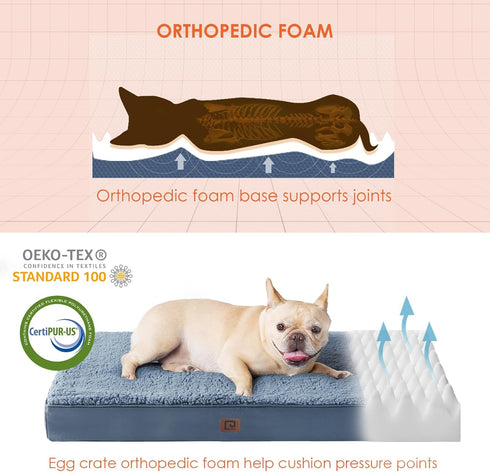EHEYCIGA Orthopedic XL Dog Beds for Extra Large Dogs, Spa Blue, 44x32 with Removable Washable Cover