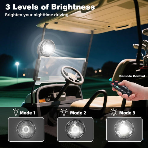 10400 24 1PC Roykaw Golf Cart Fan mAh Rechargeable Battery Powered, Hrs Work Portable Fan with LED Light for Nighttime