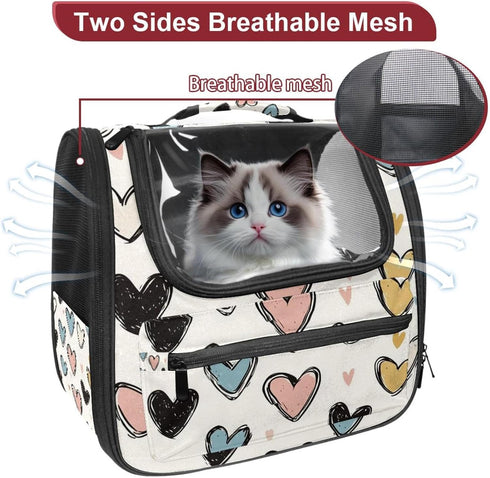 Seamless (1) Baby Pattern with Hearts Pet Carrier Airline Approved Pet Carrier Bag Dog Carrier for Small Medium Cats