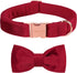 ARING PET Velvet Dog Collar - Soft Bowtie with Metal Buckle, Cute Comfortable Christmas Red Collar for Small Medium