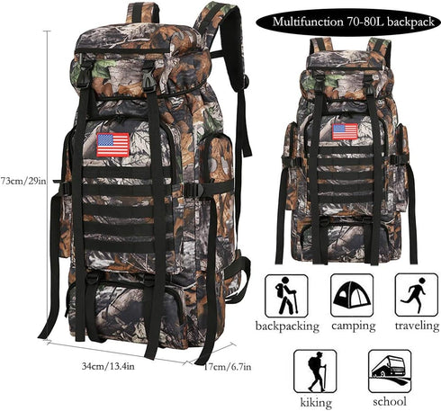 Hiking Backpack for Men 70L/100L Military Rucksack Molle 3 Days Assault Pack for Camping Climbing
