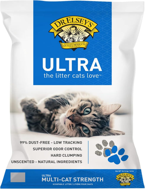 Dr. Elsey’s Premium Clumping Cat Litter - Ultra, 99.9% Dust-Free, Low Tracking, Unscented & Natural Ingredients