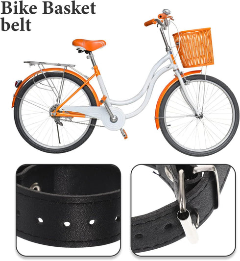 Garneck Adjustable Leather Bike Basket Straps, Wicker Basket Replacement Belts for Children Scooter