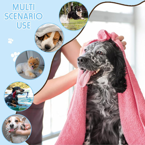 Tudomro 14 Pcs 55 x 28 Inch Bulk Dog Towels, Extra Large Quick Drying Towels for Dogs, 7 Colors for Medium & Large Dogs