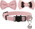 Collar for Cat Pet Breakaway with Bell, Adjustable Safety Kitten Puppy Girl Boy 2pcs Pink Leopard & Pure