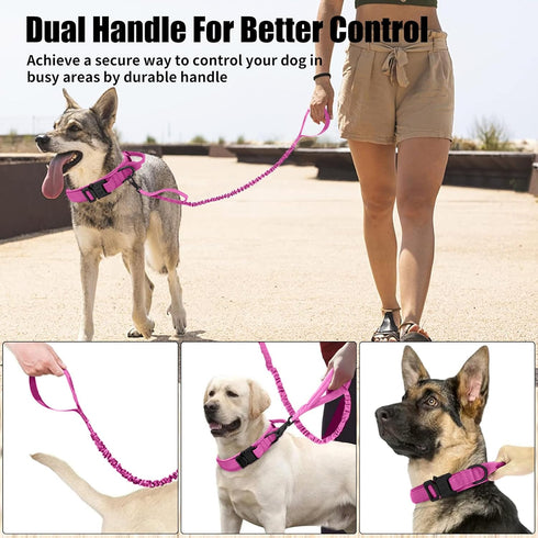 Tactical Dog Collar and Leash Set, Adjustable Military Nylon Training Collar with Control Handle and Metal Buckle for