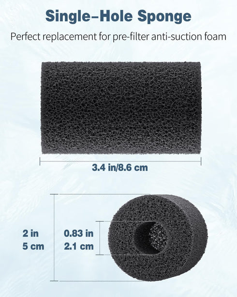 Pawfly 12 Pack Pre-Filter Sponge, 0.8" Intake Sponge Foam Roll for Small Fish Shrimp Fry Fish Tank Covers