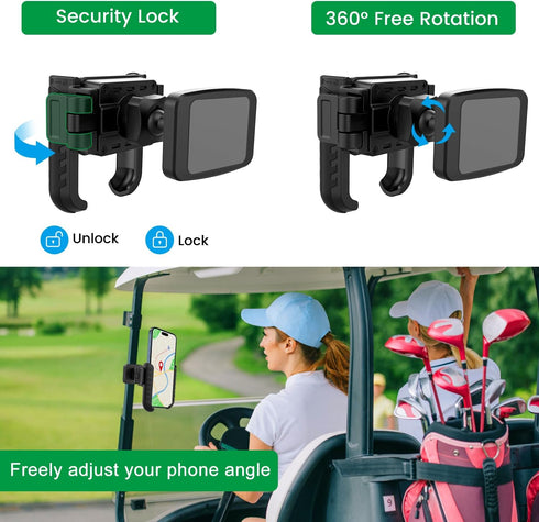 Golf Cart Phone Mount Holder - Compatible with iPhone, Galaxy, Google Pixel, Ultra Strength Magnetic Caddy