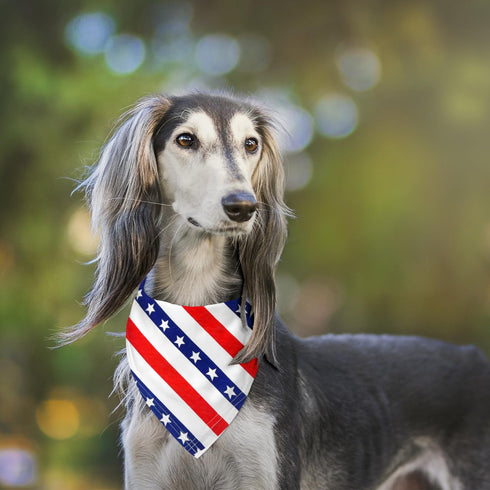 4th of July Dog Bandanas 2 Pack, American Flag Pet Scarf, Durable Fabric Patriotic Scarf for Small Medium Large Dogs