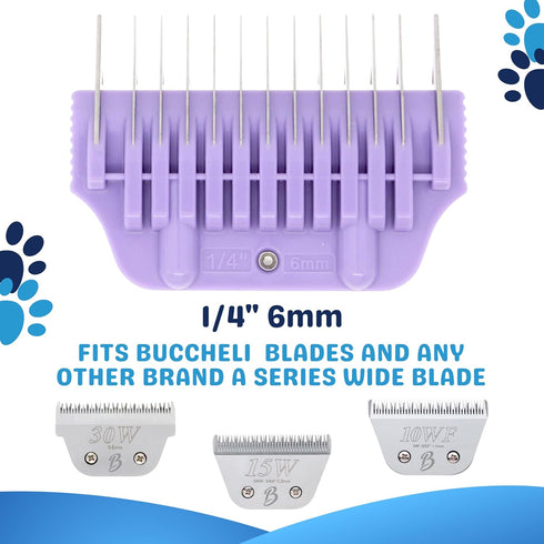 6MM 1/4" Cut Wide Clipper Guard Attachment for A5 Type Blade, Snap-On/Off Design, Stainless Steel Blade for