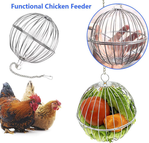 Vehomy 2PCS Chicken Treat Ball Chicken Vegetable Feeder Veggie Hanging Ball Toy for Hens
