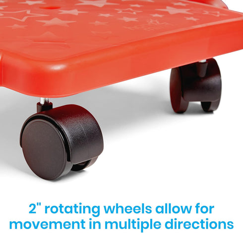 hand2mind Red Indoor Scooter Board with Handles, Sit Down Floor Scooter, Gym Activities for Kids, Indoor Sport Recess