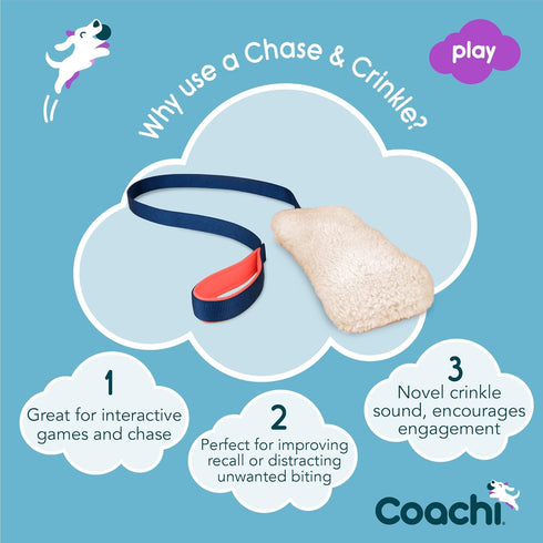 Coachi Chase & Crinkle - A Fun Enrichment Dog Toy for Chase & Play. Soft & Crinkly, Lightweight, Reward Training