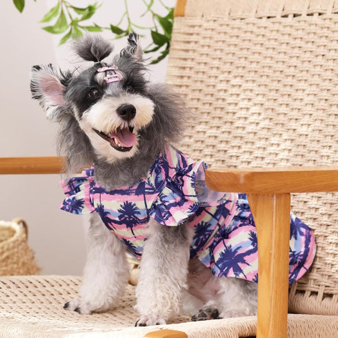 CuteBone Dog Dress Princess Puppy Birthday Dresses with Flutter Sleeves Cat Clothes Outfit for Small Dogs Girl Pet Apparel FX03S