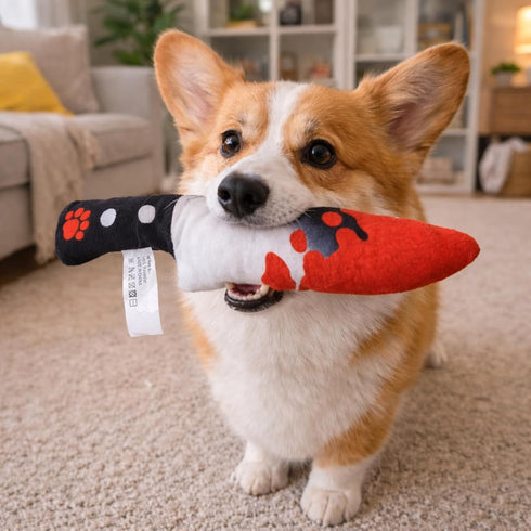 2-Pack Set Halloween Squeaky Dog Toy - Plush Knife and Cleaver Design, Interactive Sound Toys for Dogs, Perfect