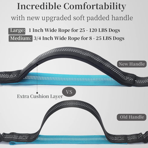 iYoShop Hands Free Dog Leash with Zipper Pouch, Dual Padded Handles for Walking, Jogging, Running (Medium, Black)