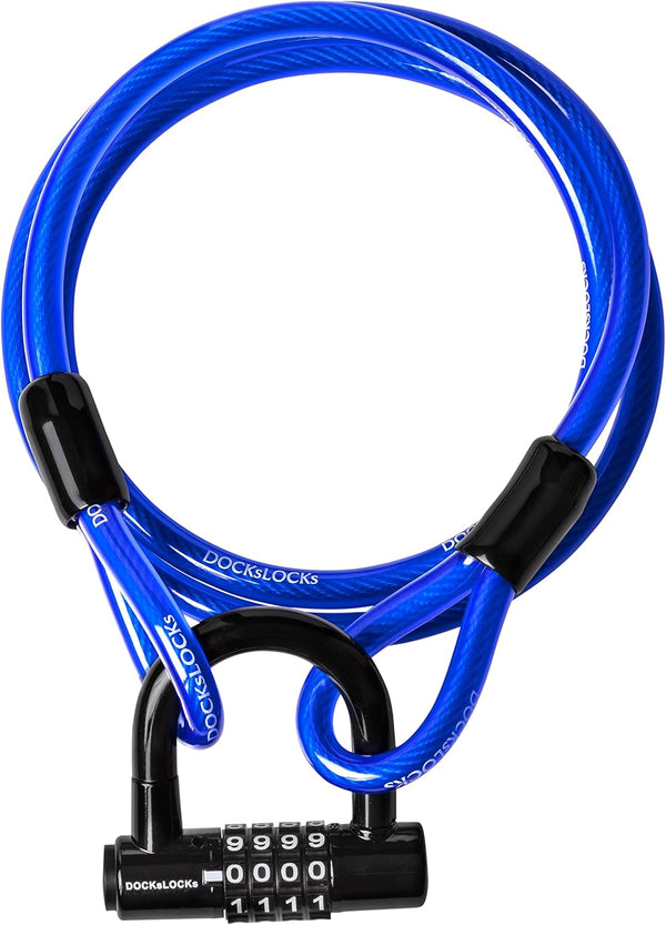 Security Cable Lock Set - 5' to 25' Weatherproof Keyless U-Lock with Combination for Bikes and Equipment