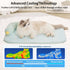 Lunale Large-25"x19"x4" All-Season Ice Fabric Cat Bed with Cushioned Pillow/Play Ball/Washable Mat for Cats, Kittens