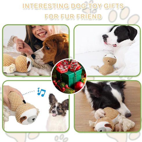 Sloth Interactive Squeaky Dog Toys, Crinkle Plush Chew Toy for Small Medium Large Breeds, Cute Puppy Teething Toys