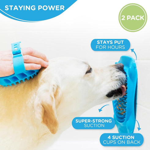 Aquapaw Premium 2-Pack Dog Lick Mat with Suction Cups, Slow Feeder for Treats & Peanut Butter, Blue