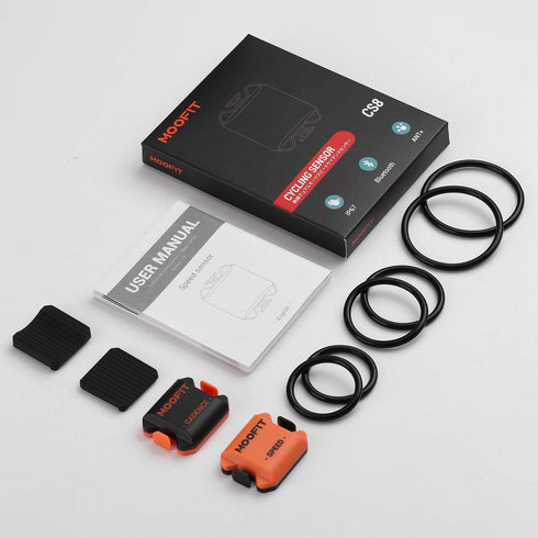moofit Cadence Speed Sensor - Bluetooth & ANT+ Wireless RPM Cycling Spin Bike Sensor - IP67 Waterproof