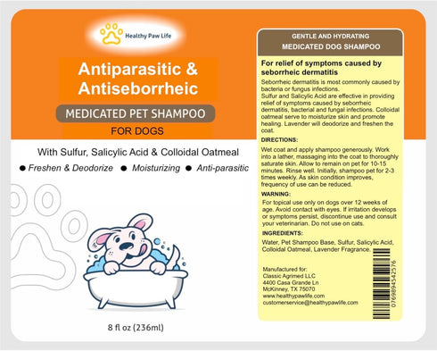 Bundle of Coat Silk Dog Dry Powder (6 oz) to Alleviate Odors and Itchiness & Antiparasitic Dog Shampoo (8 oz)