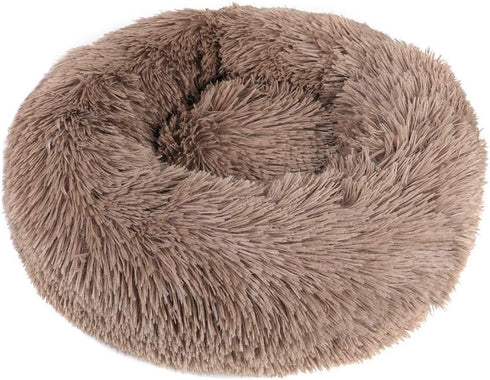 otoez Kitten Puppy Bed, Extra Small Round Dog Cat Beds, Anti-Anxiety Plush Calming Donut Bed, Washable (15.7", Khaki)