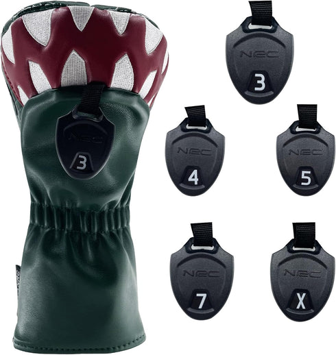 Golf Club Green Cartoon Tyrannosaurus Rex Driver, Fairway Wood, Hybrid Head Cover, PU Leather