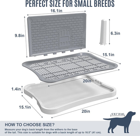 BUPIHUKA 20.1"15.4" Pee Pad Holder, Indoor Dog Potty for Dogs, Puppy Pad Holder, Puppy Potty Training Tray with Splash