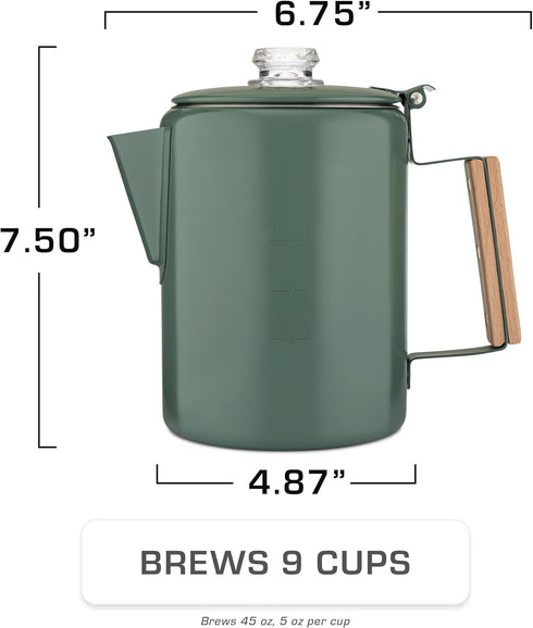 Bozeman [9 COLETTI Green Percolator Coffee Pot Camping Coffee Makers Campings Favorite Percolator NO Aluminum