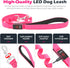 LED Dog Leash, Light Up 4 Feet Micro USB Rechargeable Nylon Webbing Glow Safety Standard Leash, Pink