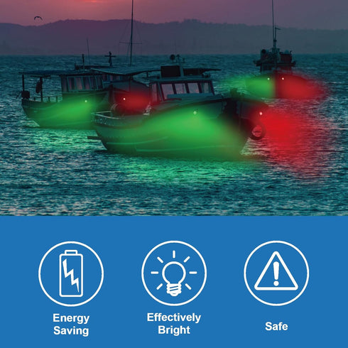 IP67 Obcursco Boat Navigation Lights, LED Red and Green Vertical Mount for Bow and Stern, Waterproof Marine Lights