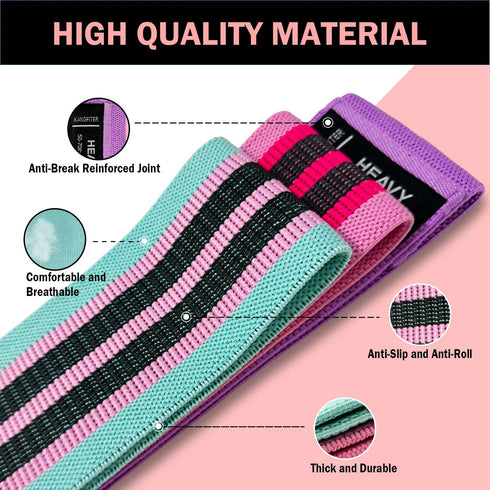 Large Fabric Resistance Bands for Working Out, Loop Exercise Bands for Booty Leg, Butt, Glutes, Stretch Workout Bands