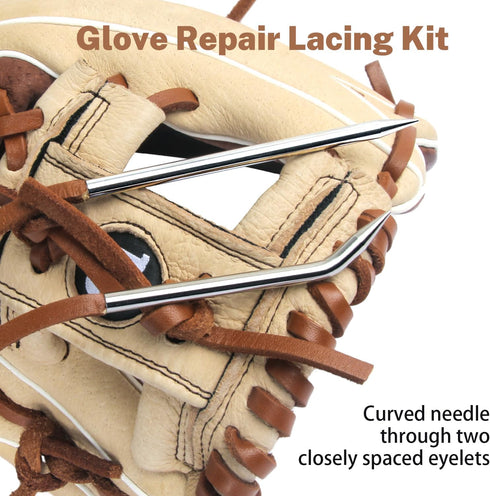 Softball Baseball Glove Lace Repair Kit, Includes 2 Leather Laces and Lacing Needle for Mitt