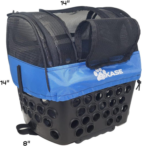 BiKase Pet Carrier Cover for Bike Basket - Soft-Sided Ventilated Dog Bike Basket with Comfort Mat Included
