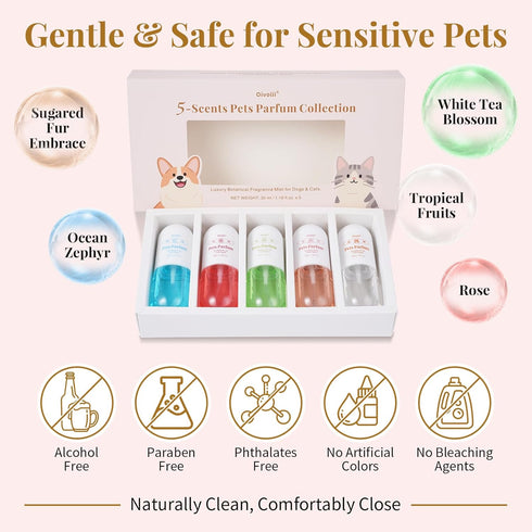 Generic Set 5 Dog Cologne & Pet Perfume Gift Long Lasting Scents for Dogs & Cats Natural, Alcohol-Free Pet Fragrance