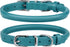 BRONZEDOG Rolled Leather Dog Collar for Small Medium Large Dogs with QR ID Tag (M: 14-16 Inch, Teal)