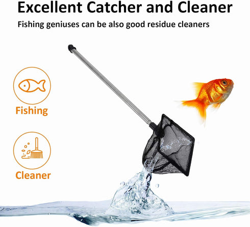 Aquarium Fish Net, 6 Inch Fine Mesh with Extendable 9-24 inch Long Handle