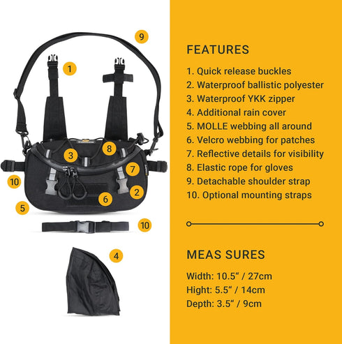 Multifunctional Motorcycle Handlebar Bag - Water Resistant Tool Bag for Motorbike, Dirt Bike, Bicycle, ATV