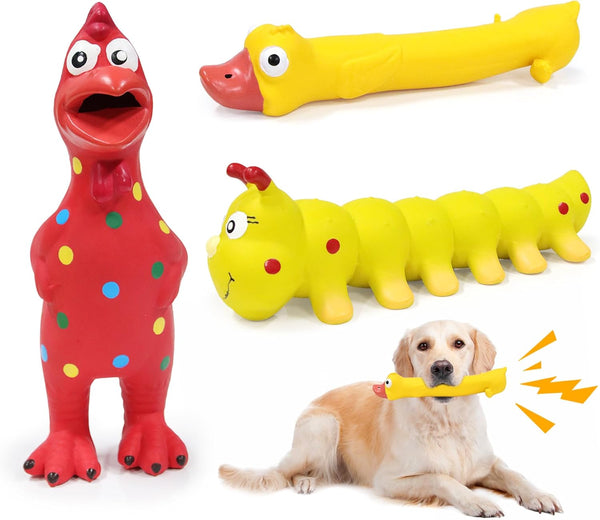 Rubber Chicken Dog Squeaky Toys, Durable Latex Chew Toys for Small Medium
