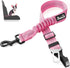 SlowTon Adjustable Dog Seat Belt, 2 in 1 Safety Leash with Elastic Nylon Bungee Buffer, Reflective Tether (Pink)